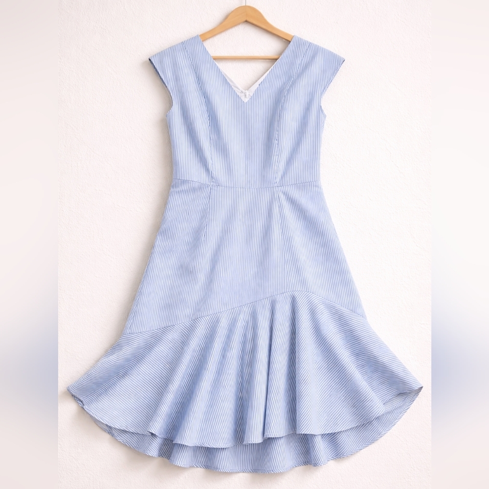 Jason Wu Light Blue Pinstripe Fit-and-Flare Dress